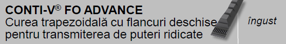 CONTI-V® FO ADVANCE Curea trapezoidală cu flancuri deschise cu întărire transversală pentru transmiterea de puteri ridicate